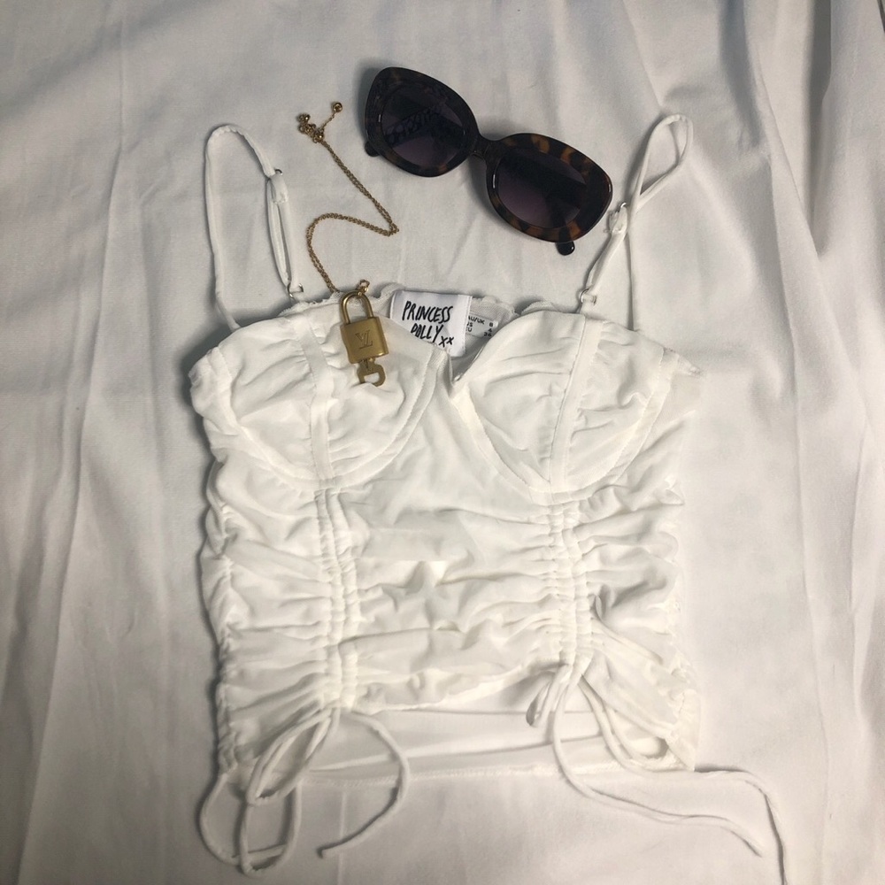Princess Polly White Tie Bustier Top “NWOT”